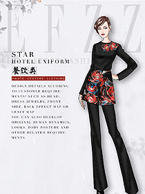 時(shí)尚長(zhǎng)袖女款快餐廳服裝款式設(shè)計(jì)圖408