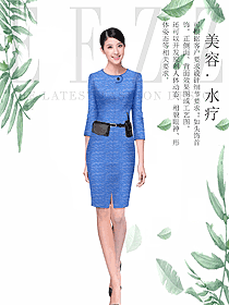 藍色女款總臺收銀接待制服設(shè)計圖452