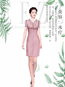 淺粉色女款總臺收銀接待制服設(shè)計圖456