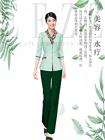 新款淺綠色美容養(yǎng)生技師工作制服設計圖856