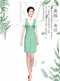 時尚淺綠色女款總臺收銀接待制服設(shè)計圖457