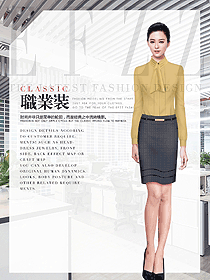 時(shí)尚女職業(yè)裝長袖襯衫制服設(shè)計(jì)圖405