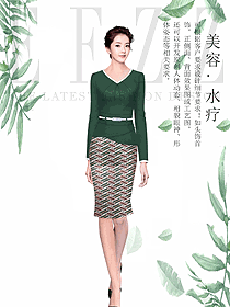 長(zhǎng)袖女款總臺(tái)收銀接待制服設(shè)計(jì)圖468