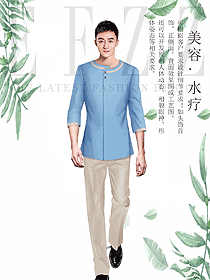 新款淺藍(lán)色男款美容養(yǎng)生技師工作制服設(shè)計(jì)圖868