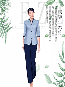 新款淺藍(lán)色美容養(yǎng)生技師工作制服設(shè)計(jì)圖884