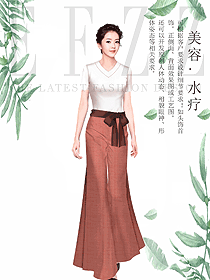 時尚女款美容水療會所咨客制服設計圖544