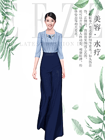 時(shí)尚淺藍(lán)色美容水療會(huì)所咨客制服設(shè)計(jì)圖546
