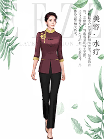 長袖女款美容養(yǎng)生技師工作制服設(shè)計圖896