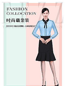 藍(lán)色飄帶款女長(zhǎng)袖襯衫設(shè)計(jì)圖410