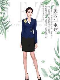藏藍色顯氣質(zhì)女款總臺收銀接待制服設(shè)計圖494