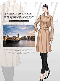 淺卡其色女職業(yè)裝大衣設(shè)計(jì)圖301