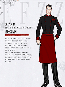 經(jīng)典黑色男款廚師制服設計圖517