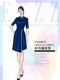 深藍(lán)色女夏裝制服設(shè)計(jì)圖1084