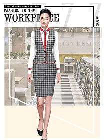 馬甲款西餐服務(wù)員制服設(shè)計圖1348