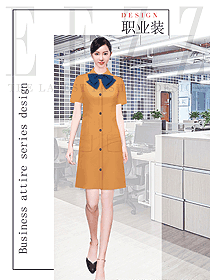 維多利亞土黃色連衣裙時尚設(shè)計1276