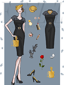 黑色鏤空連衣裙原創(chuàng)設(shè)計(jì)手稿1285