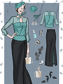 時尚大牌休閑職場女裝設(shè)計手繪稿1287