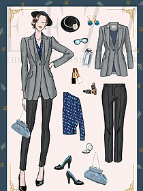 職場(chǎng)白領(lǐng)氣質(zhì)小姐姐小西裝時(shí)尚搭配2136款手稿圖