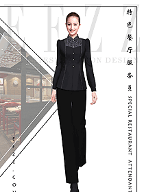 新款連鎖餐廳服務(wù)員制服定做款534