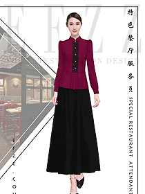 特色文化餐飲連鎖店員工工作服定做536