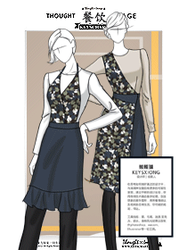 大師手繪版餐廳服務(wù)員服裝設(shè)計案例