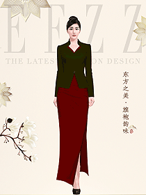 原創(chuàng)中餐迎賓旗袍制服設(shè)計圖995