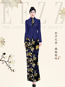 原創(chuàng)中餐迎賓旗袍制服設計圖1002