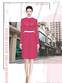 粉紅色OL女性白領(lǐng)麗人職業(yè)裝連衣裙