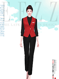 機(jī)場大廳女員工職業(yè)裝制服定制款設(shè)計圖