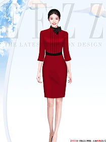 機(jī)場地勤工作人員紅色連衣裙定制款工作服