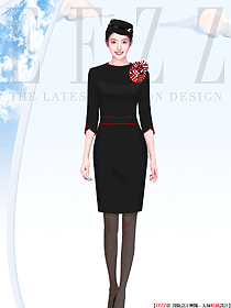 黑色秀麗空姐服裝原創(chuàng)設(shè)計制服圖