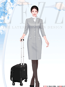 銀灰色套裝空中小姐制服原創(chuàng)訂制制作服裝