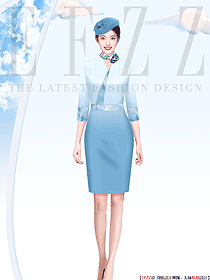 簡(jiǎn)約時(shí)尚連衣裙款空姐服裝定制設(shè)計(jì)效果圖