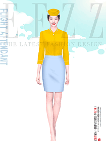 明黃色襯衫款航空制服設(shè)計效果圖