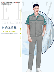 夏裝拼色男裝工作服短袖制服設(shè)計效果圖