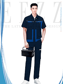 拼色短袖男款工作服裝訂制款