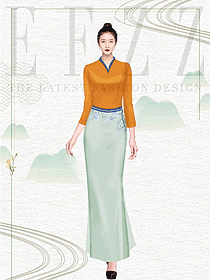 江南文化主題酒店制服員工服裝設(shè)計(jì)圖