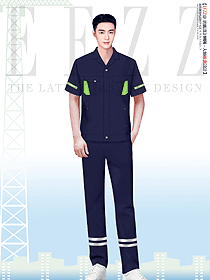 藏藍(lán)色男反光條工程服裝設(shè)計(jì)圖