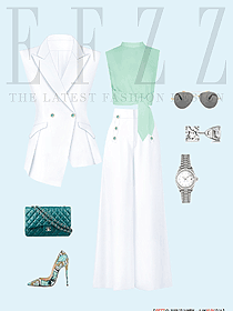 白色職場夏季女職業(yè)裝設計平面圖