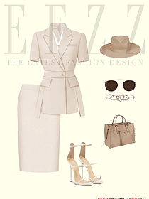 淺米色夏季女職業(yè)裝平面擺拍設計圖