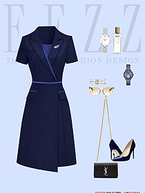 藏藍色時尚搭配女裝辦公室職員服裝設(shè)計