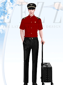 國內(nèi)機(jī)場地勤工作人員紅色制服設(shè)計(jì)圖