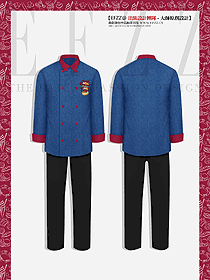 廚房廚師工作服男長袖秋冬裝高檔餐飲烘焙廚師服平面圖