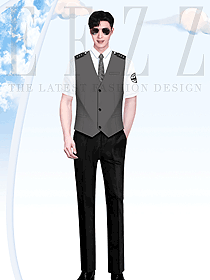 航空飛行員機(jī)長制服保安工作服安檢反光馬夾制服設(shè)計(jì)