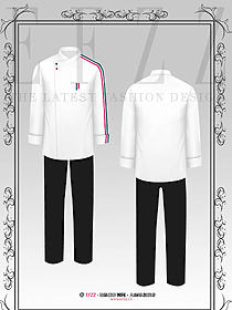 透氣網(wǎng)秋冬廚房主廚工作服女高檔定制工作服平面圖