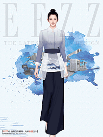 酒店中餐廳女服務(wù)員長(zhǎng)款工作服原創(chuàng)設(shè)計(jì)圖