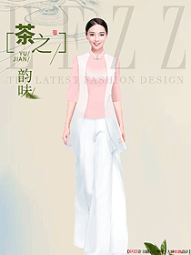 茶館美女客服茶藝師品茶服裝定制大圖