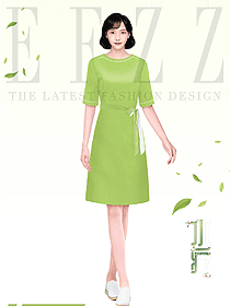 休閑會(huì)所員工連衣裙款式制服設(shè)計(jì)圖