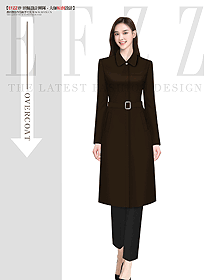 冬裝新款氣質(zhì)顯瘦流行羊毛中長款大衣職場服裝設(shè)計(jì)