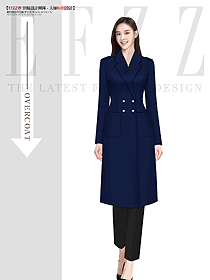 藏藍色雙面羊絨大衣女新款秋冬修身OL職業(yè)裝設(shè)計圖